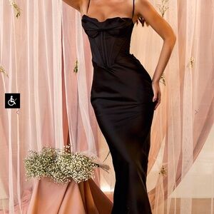 Elegant Black Corset Gown - House of CB